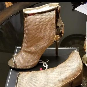 Metallic Rose Gold Heeled Booties